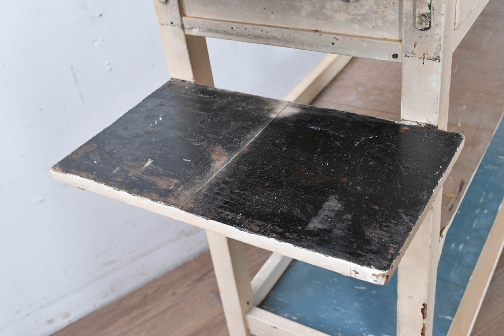 【簡易リペア限定品】和製アンティーク　天板銅板仕上げ　引き出しきのコンソールテーブル　(R-087372)