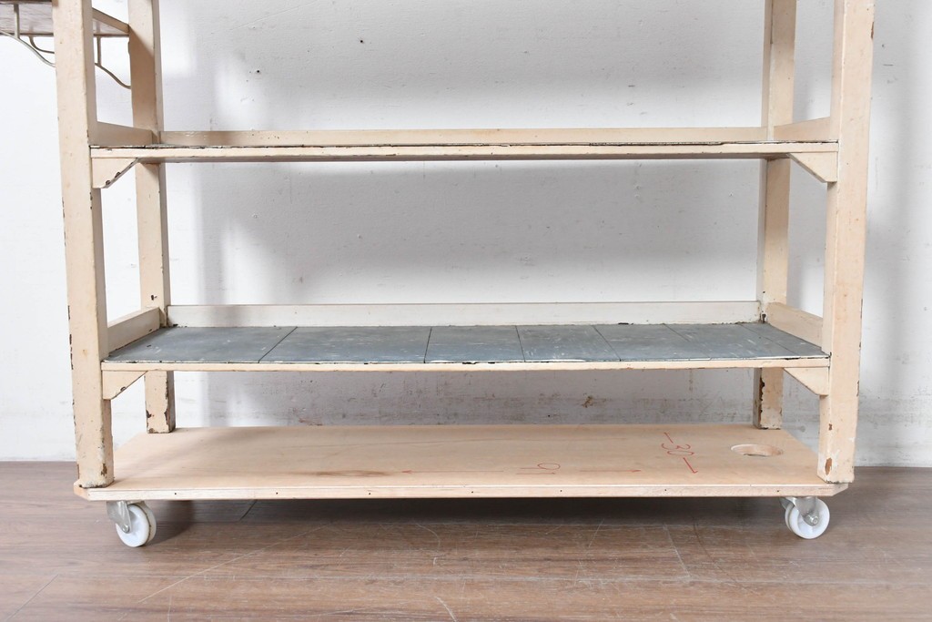 【簡易リペア限定品】和製アンティーク　天板銅板仕上げ　引き出しきのコンソールテーブル　(R-087372)