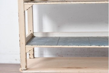 【簡易リペア限定品】和製アンティーク　天板銅板仕上げ　引き出しきのコンソールテーブル　(R-087372)