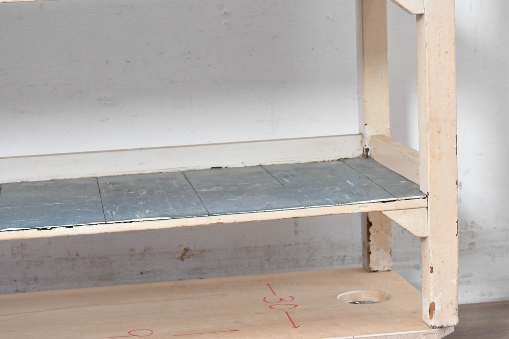 【簡易リペア限定品】和製アンティーク　天板銅板仕上げ　引き出しきのコンソールテーブル　(R-087372)