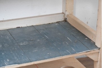 【簡易リペア限定品】和製アンティーク　天板銅板仕上げ　引き出しきのコンソールテーブル　(R-087372)