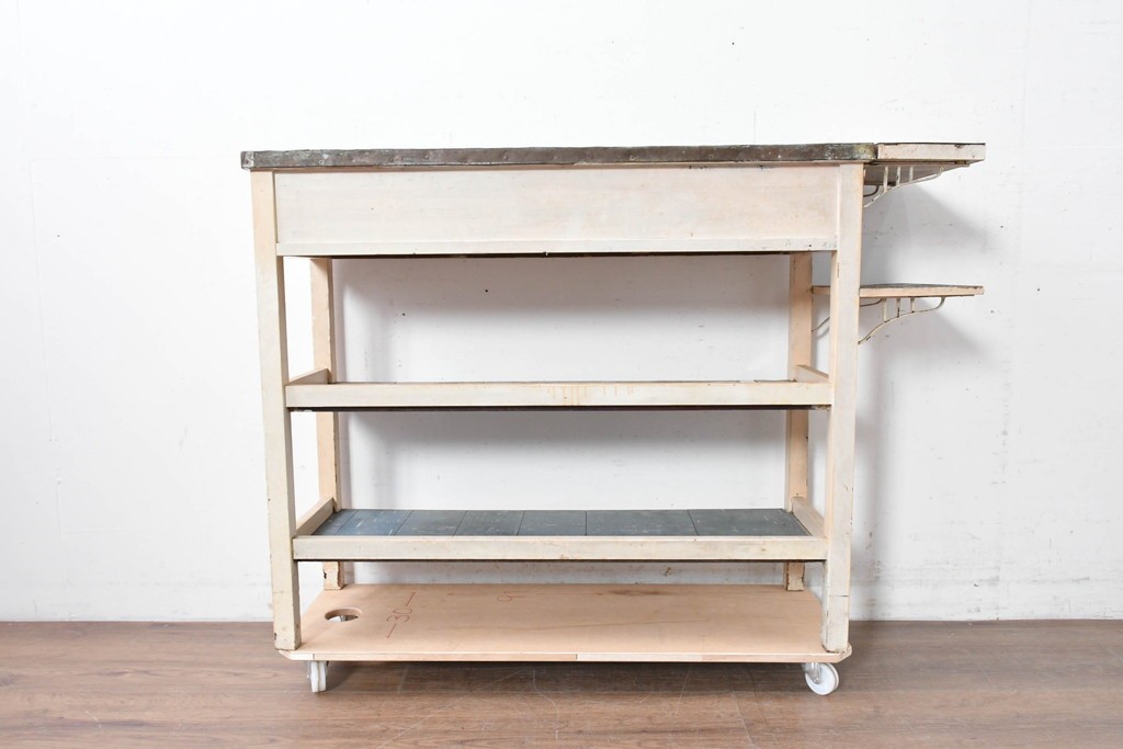 【簡易リペア限定品】和製アンティーク　天板銅板仕上げ　引き出しきのコンソールテーブル　(R-087372)