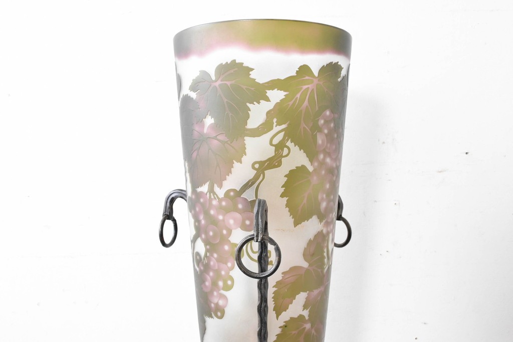 中古　エミール・ガレ風(Emile Galle)　ぶどう柄のフロアスタンド　(R-087373)