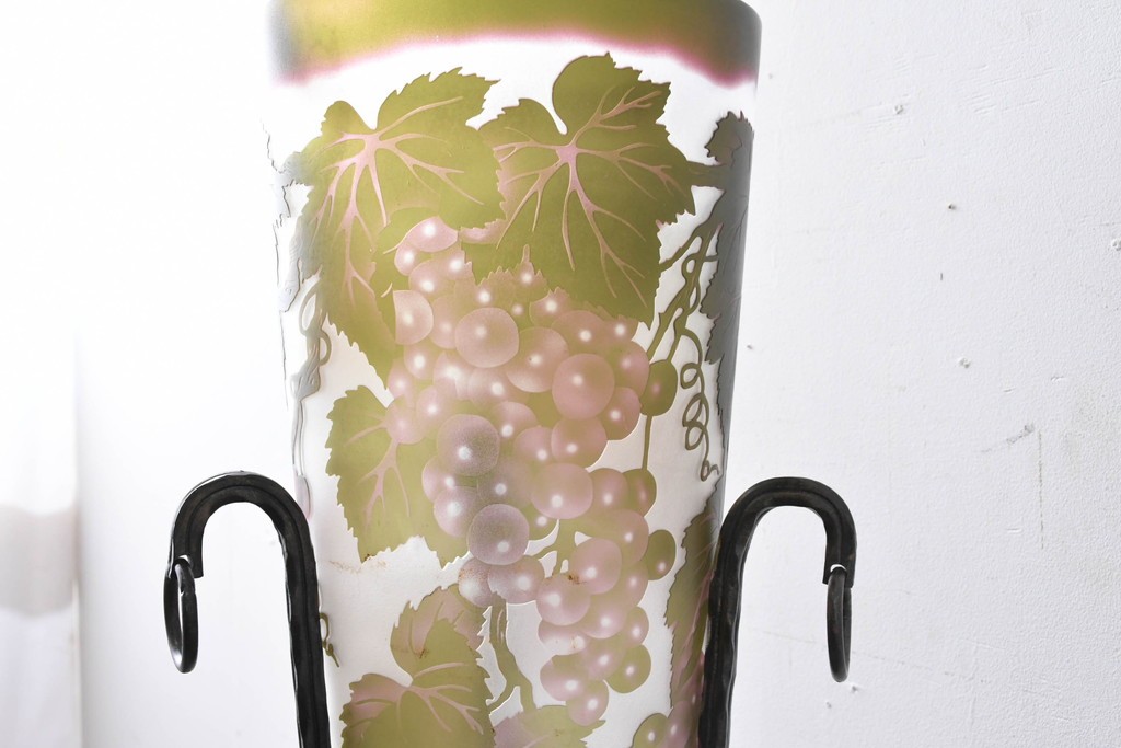 中古　エミール・ガレ風(Emile Galle)　ぶどう柄のフロアスタンド　(R-087373)