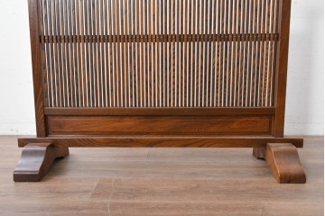 和製ヴィンテージ　高級品　総欅(ケヤキ)材　素材の良さが際立つ漆塗りの衝立て　(R-087375)