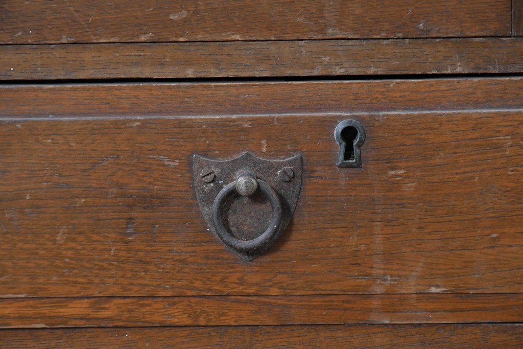 和製アンティーク　栓材　透かし彫りの意匠が目を惹くガラス扉の本箱　(R-087377)