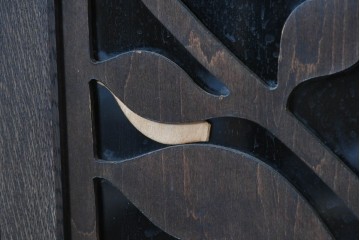 和製アンティーク　レトロな透かし彫り入り本箱　(R-087378)