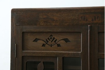 和製アンティーク　レトロな透かし彫り入り本箱　(R-087378)