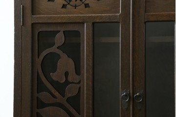 和製アンティーク　レトロな透かし彫り入り本箱　(R-087378)