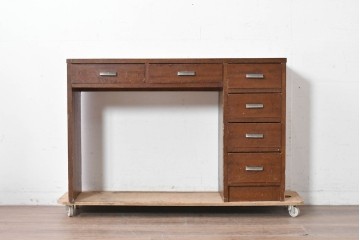 和製アンティーク　人気の薄型　圧迫感なく取り入れやすい片袖机　(R-087379)