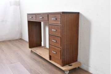 和製アンティーク　人気の薄型　圧迫感なく取り入れやすい片袖机　(R-087379)