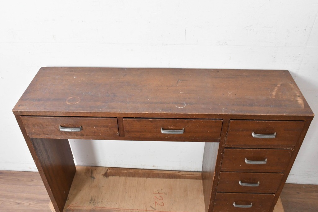 和製アンティーク　人気の薄型　圧迫感なく取り入れやすい片袖机　(R-087379)