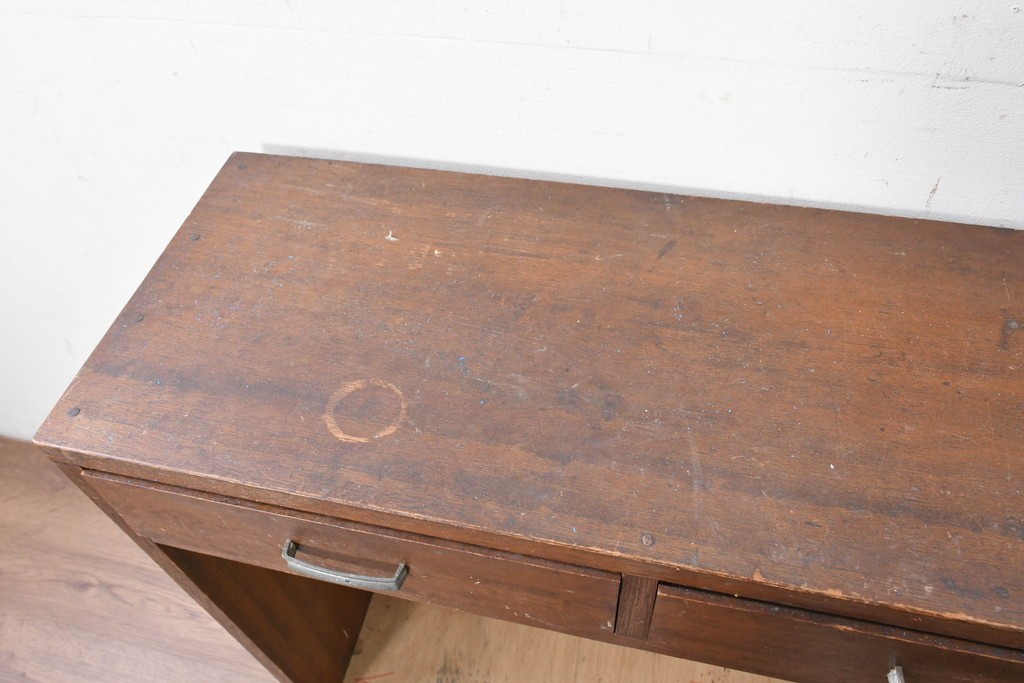 和製アンティーク　人気の薄型　圧迫感なく取り入れやすい片袖机　(R-087379)