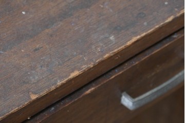 和製アンティーク　人気の薄型　圧迫感なく取り入れやすい片袖机　(R-087379)