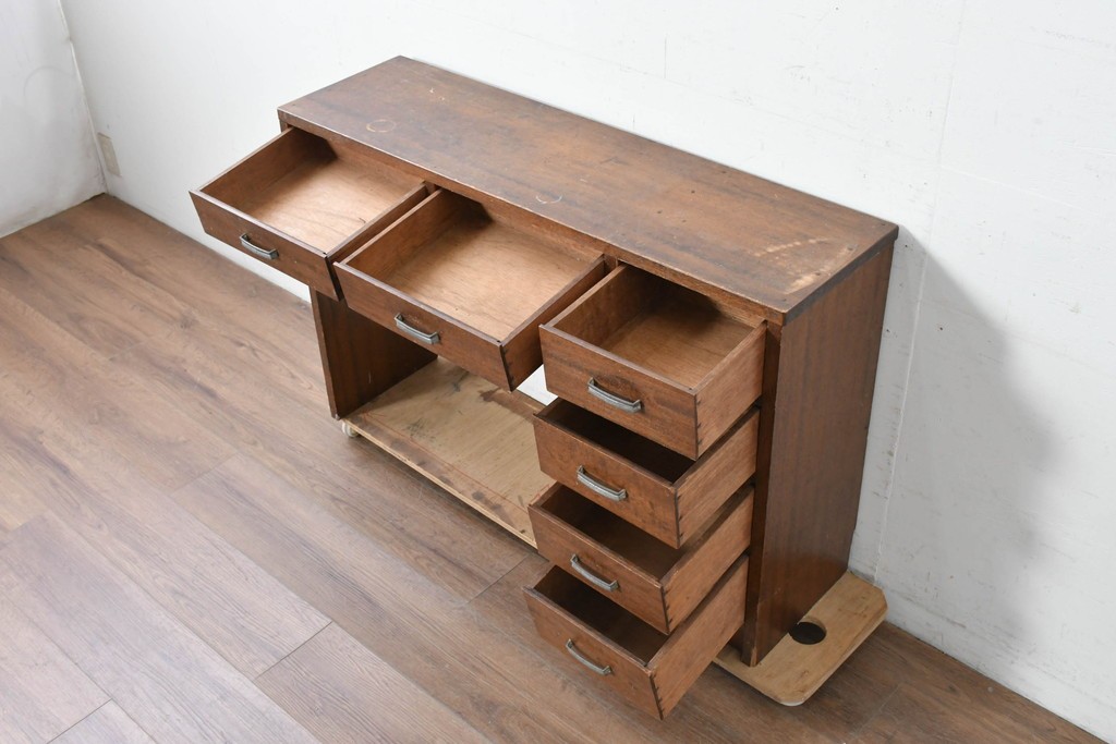 和製アンティーク　人気の薄型　圧迫感なく取り入れやすい片袖机　(R-087379)