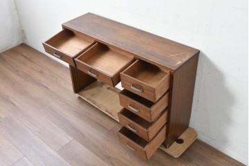 和製アンティーク　人気の薄型　圧迫感なく取り入れやすい片袖机　(R-087379)