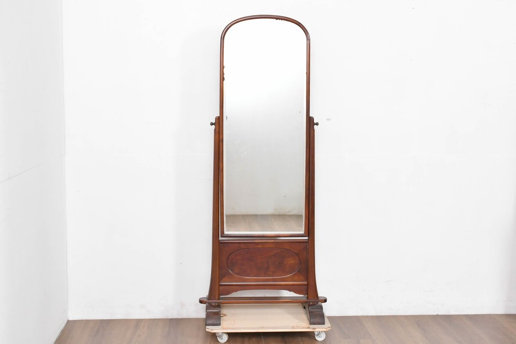 和製ヴィンテージ　高級品!!　指物工芸家具　桑材　優美な佇まいの姿見　(R-087380)