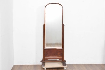 和製ヴィンテージ　高級品!!　指物工芸家具　桑材　優美な佇まいの姿見　(R-087380)