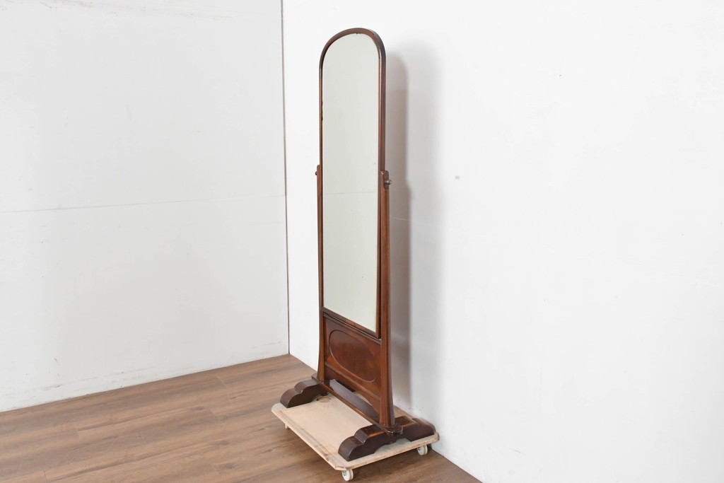 和製ヴィンテージ　高級品!!　指物工芸家具　桑材　優美な佇まいの姿見　(R-087380)