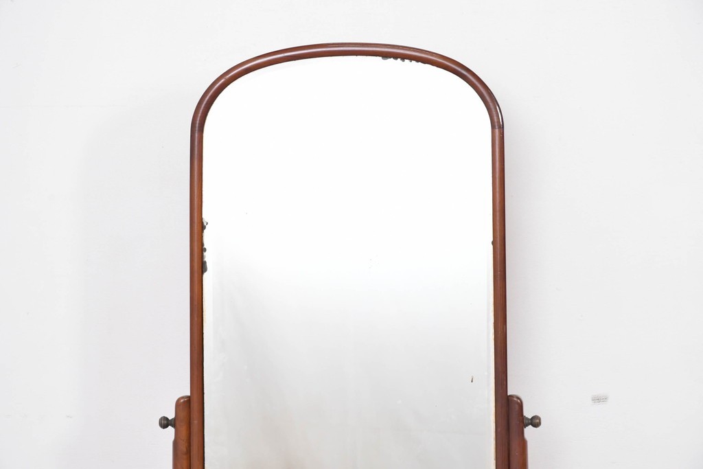 和製ヴィンテージ　高級品!!　指物工芸家具　桑材　優美な佇まいの姿見　(R-087380)