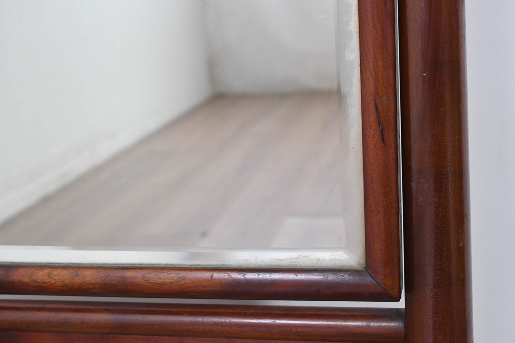 和製ヴィンテージ　高級品!!　指物工芸家具　桑材　優美な佇まいの姿見　(R-087380)