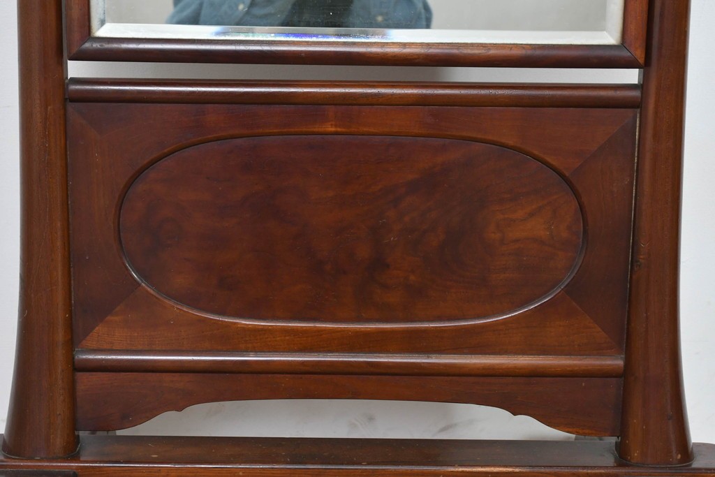 和製ヴィンテージ　高級品!!　指物工芸家具　桑材　優美な佇まいの姿見　(R-087380)