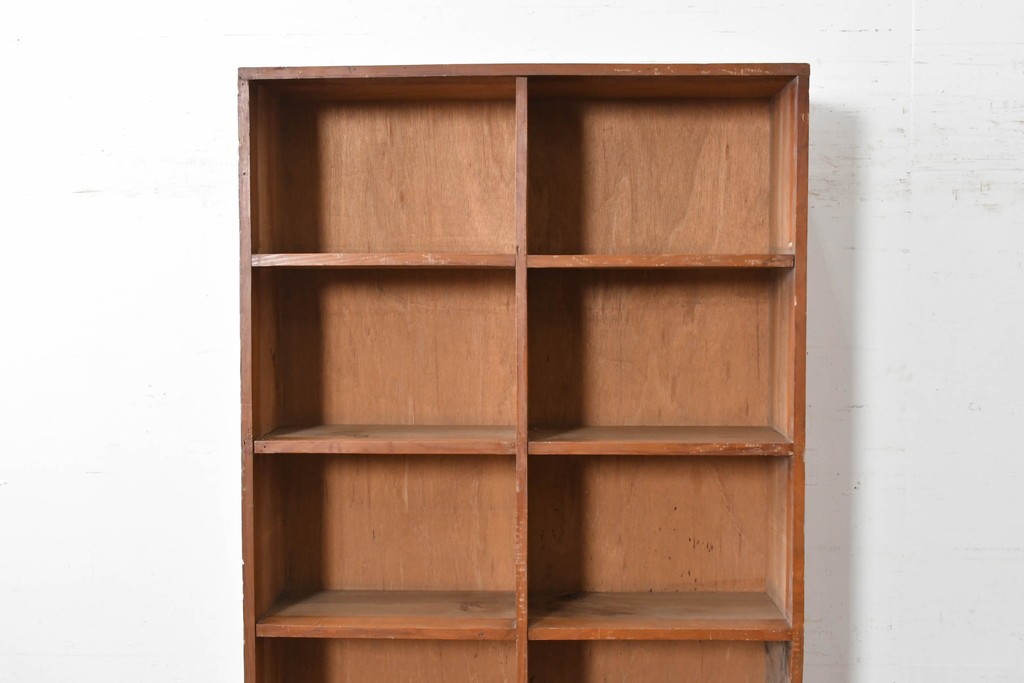 和製ヴィンテージ　素朴な木味が魅力のレトロな升目棚　(R-087381)