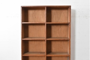 和製ヴィンテージ　素朴な木味が魅力のレトロな升目棚　(R-087381)