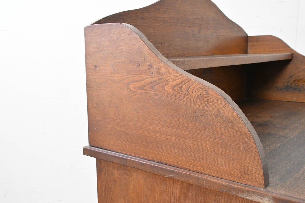 和製アンティーク　上手物!!　栓材　上置き棚付き　引き出し6杯のカウンターデスク　(R-087382)