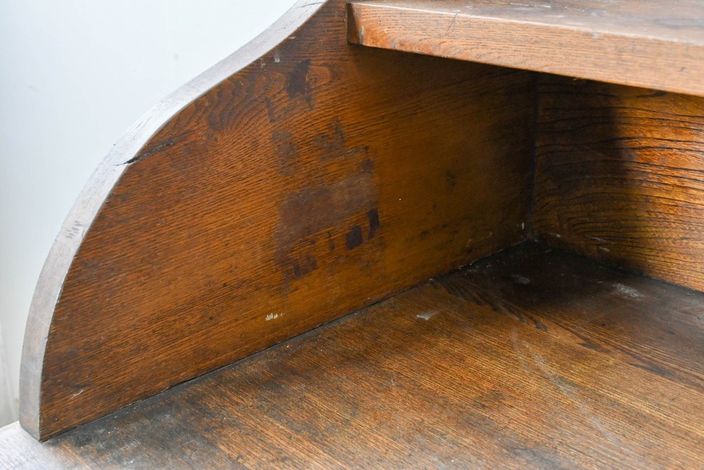 和製アンティーク　上手物!!　栓材　上置き棚付き　引き出し6杯のカウンターデスク　(R-087382)