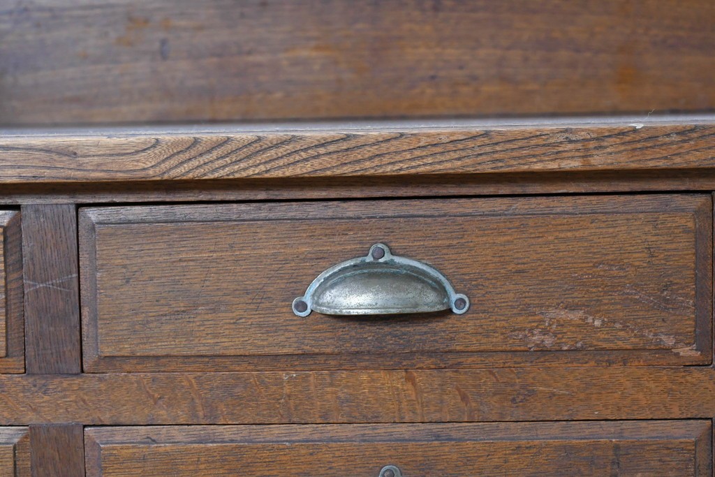 和製アンティーク　上手物!!　栓材　上置き棚付き　引き出し6杯のカウンターデスク　(R-087382)