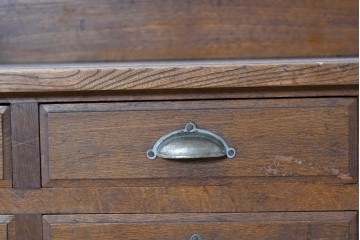 和製アンティーク　上手物!!　栓材　上置き棚付き　引き出し6杯のカウンターデスク　(R-087382)