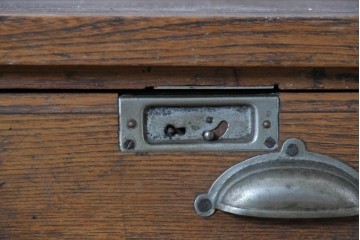 和製アンティーク　上手物!!　栓材　上置き棚付き　引き出し6杯のカウンターデスク　(R-087382)