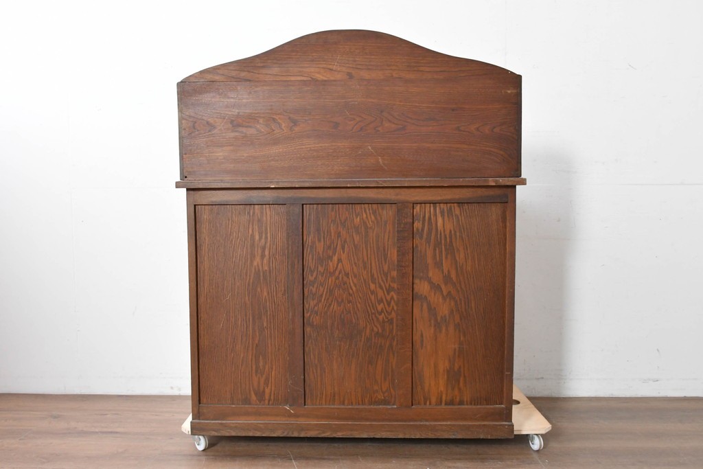 和製アンティーク　上手物!!　栓材　上置き棚付き　引き出し6杯のカウンターデスク　(R-087382)