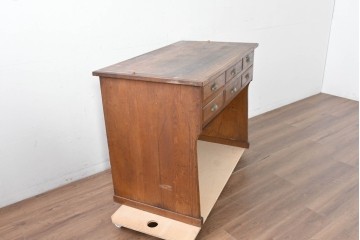 和製アンティーク　上手物!!　栓材　上置き棚付き　引き出し6杯のカウンターデスク　(R-087382)