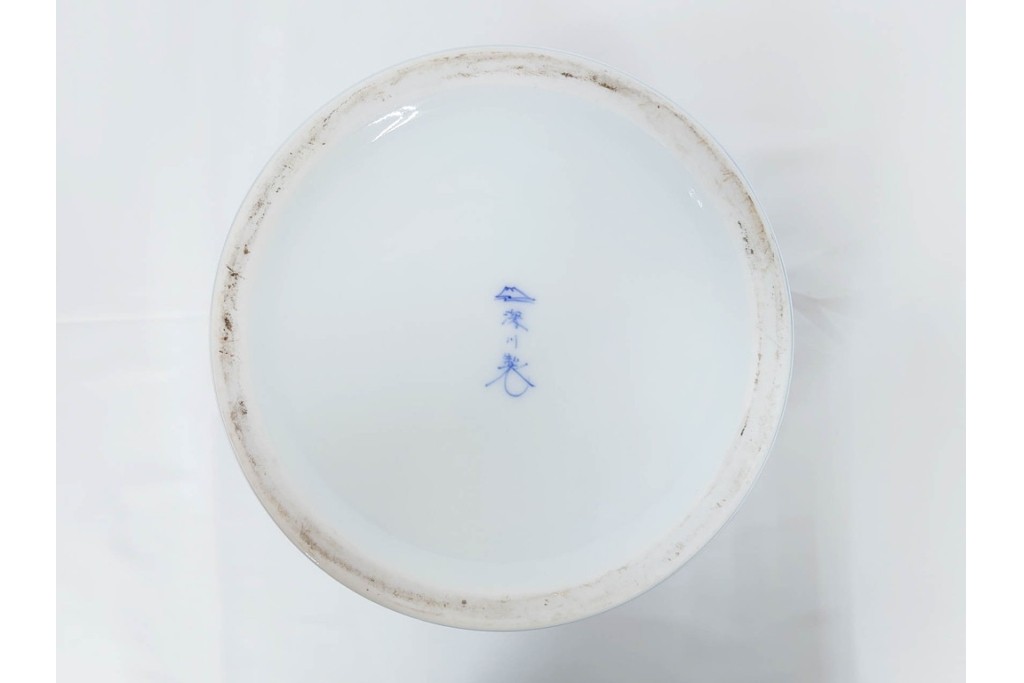 深川製磁　染錦　高さ約32cm　木蓮孔雀が印象的な花瓶　(R-087387)