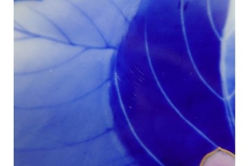 深川製磁　陶彩作　染錦　紫陽花金ミルの飾鉢　共箱付き　(R-087388)