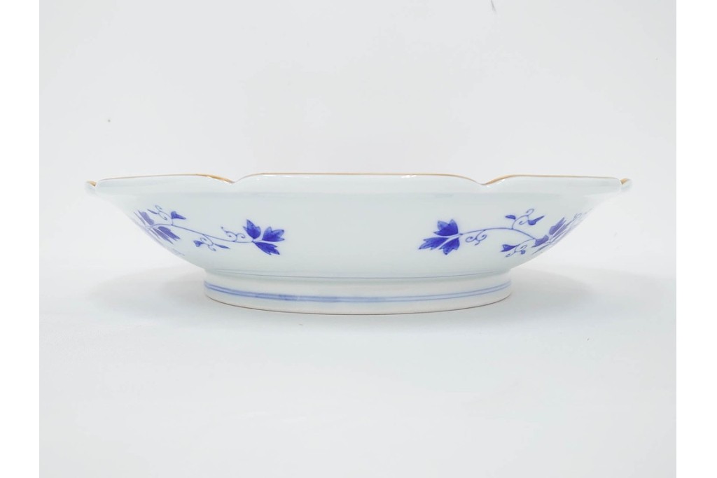 深川製磁　陶彩作　染錦　紫陽花金ミルの飾鉢　共箱付き　(R-087388)