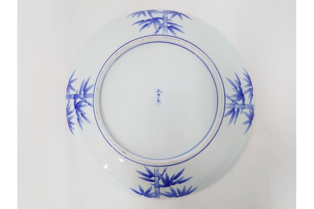 深川製磁　伝統工芸士 村島昭文作　竹林鴛鴦絵の大鉢　共箱付き　(R-087390)