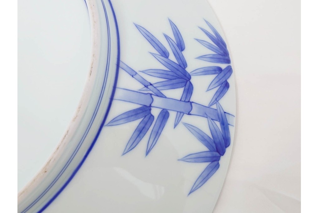 深川製磁　伝統工芸士 村島昭文作　竹林鴛鴦絵の大鉢　共箱付き　(R-087390)