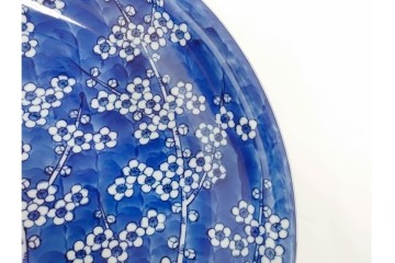 源右衛門窯　有田焼　染付枝梅文の大皿　共箱付き　(R-087391)