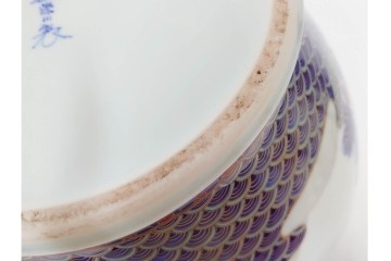 深川製磁　有田焼　染錦　高さ約37cm　華やかな御所車絵の花瓶　共箱付き　(R-087392)