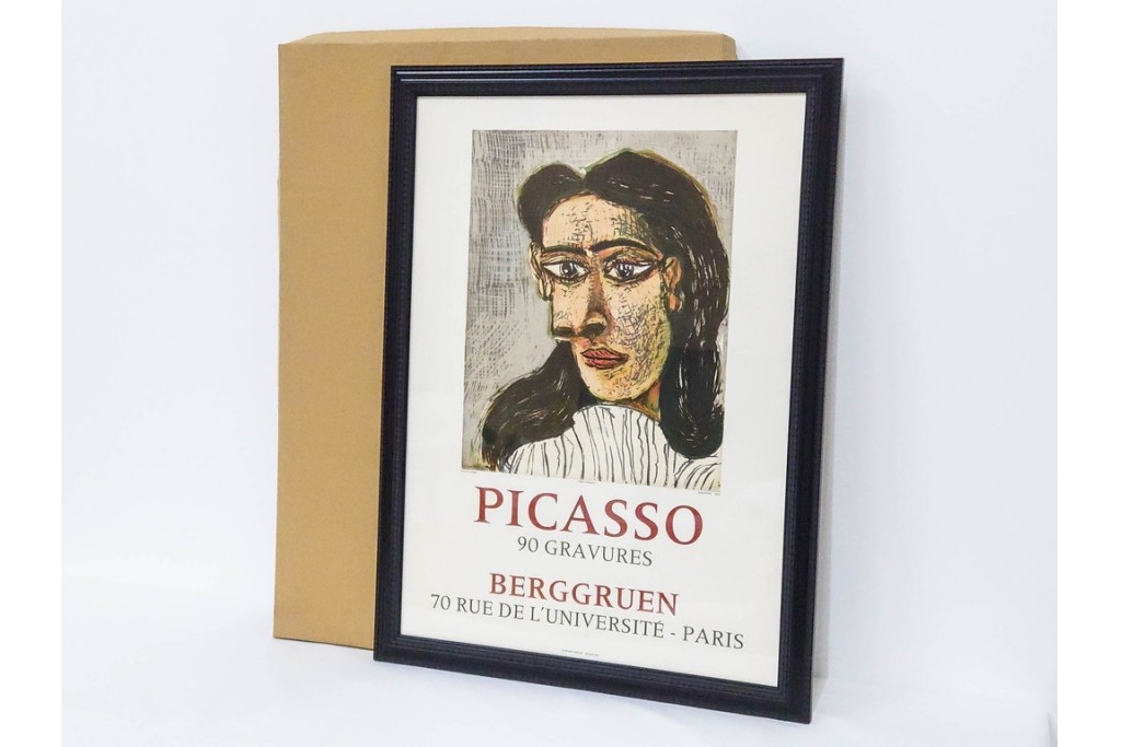 真作　パブロ・ピカソ　「ドラ・マールの肖像」　人物画のリトグラフポスター　外箱付き　(R-087393)