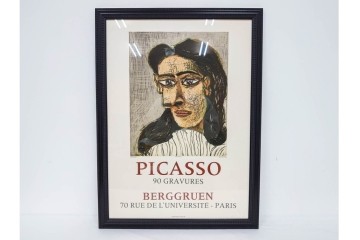 真作　パブロ・ピカソ　「ドラ・マールの肖像」　人物画のリトグラフポスター　外箱付き　(R-087393)