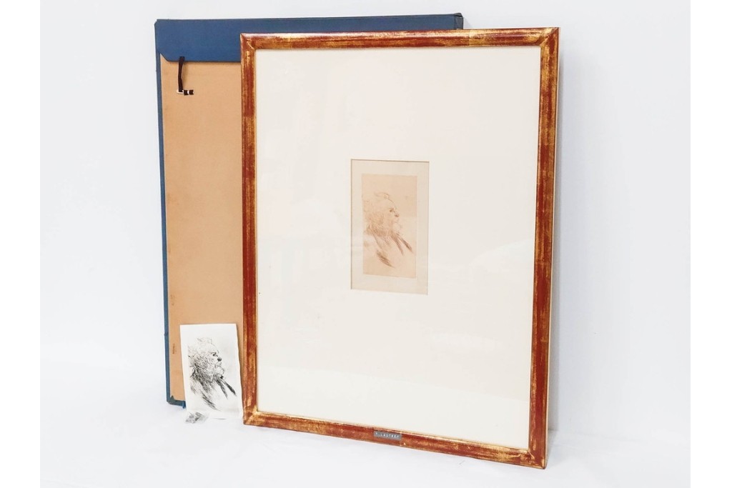 真作　アンリ・ド・トゥールーズ=ロートレック　ドライポイント(銅版画)　「シャルル・モーラン」　外箱付き　(R-087394)