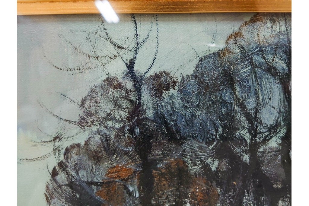 真作　塗師祥一郎作　油彩　F6号　「雪後の川」　雪景色を描いた絵画　外箱付き　(R-087395)