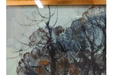 真作　塗師祥一郎作　油彩　F6号　「雪後の川」　雪景色を描いた絵画　外箱付き　(R-087395)