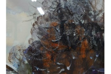 真作　塗師祥一郎作　油彩　F6号　「雪後の川」　雪景色を描いた絵画　外箱付き　(R-087395)