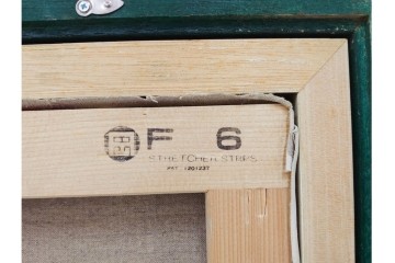 真作　塗師祥一郎作　油彩　F6号　「雪後の川」　雪景色を描いた絵画　外箱付き　(R-087395)