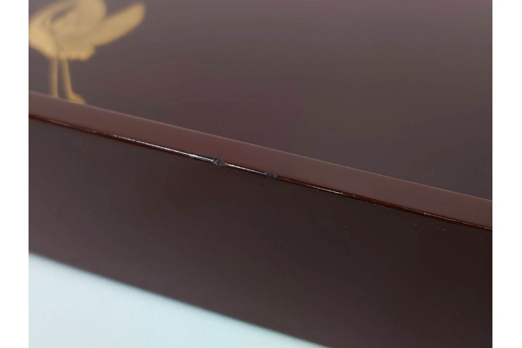 大正から昭和初期　輪島塗　在銘　松喰鶴文の蒔絵が上品な四方盆5点セット　(R-087399)